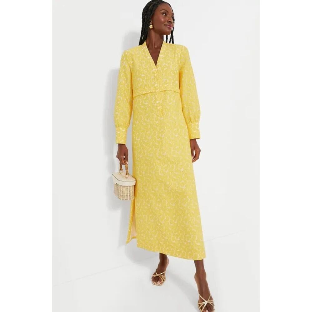 TUCKERNUCK Pomander Place Yellow Daisy Jacquard Aurelia Dress NWT Size Large